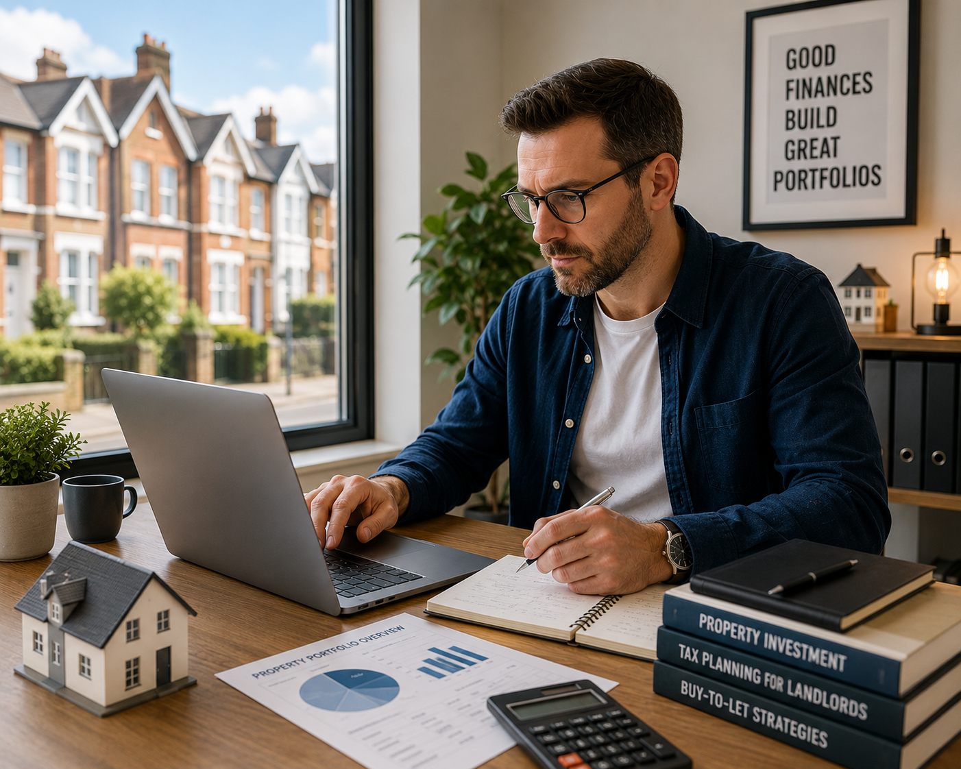 Landlord reviewing property portfolio accounts and tax planning
